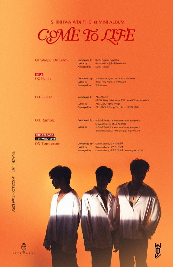 Main poster for Shinhwa subunit WDJ's upcoming album "Come To LIfe" [LIVEWORKS COMPANY]