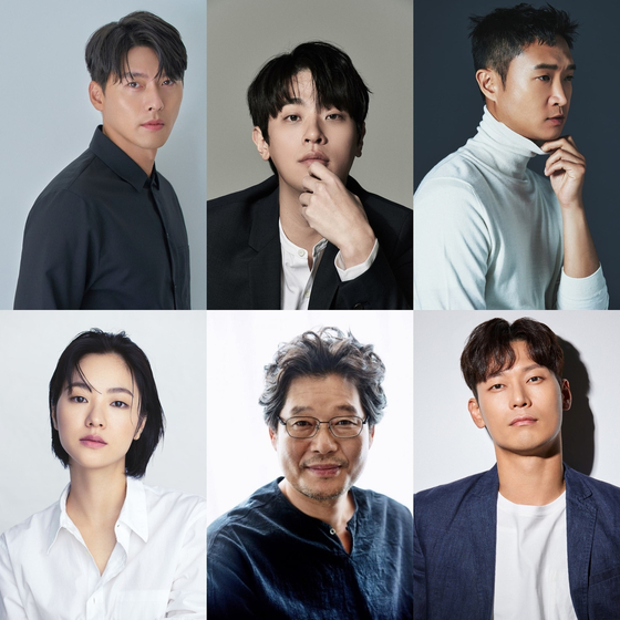 From left top, counter clockwise, actors Hyun Bin, Park Jeong-min, Jo Woo-jin, Kim Hoon, You Chea-myung and Jeon Yeo-been have been cast in the historical drama film "Harbin." [CJ ENM]