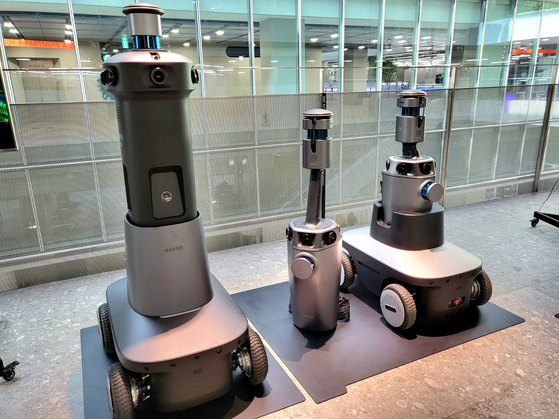 Robots used for 3-D map development are displayed at Naver's headquarters in Seongnam, Gyeonggi. [KWON YOO-JIN]