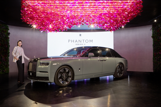 Irene Nikkein, Asia Pacific regional director at Rolls-Royce Motor Cars, poses with the Phantom Series 2 during a press event Friday in central Seoul. [ROLLS-ROYCE MOTOR CARS]