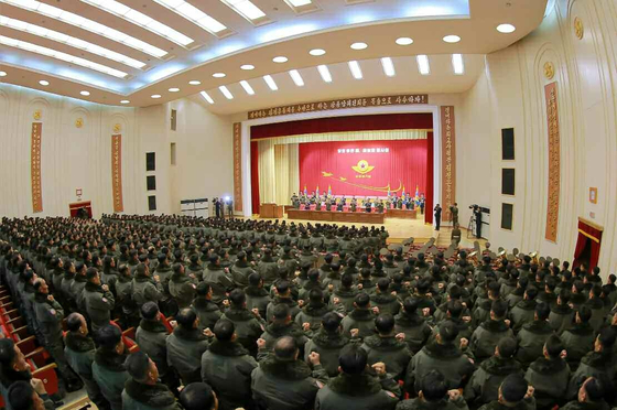 An event to mark North Korea's Aviation Day is held in Pyongyang on Tuesday, in a photo released by the North's Korean Central News Agency. [YONHAP]