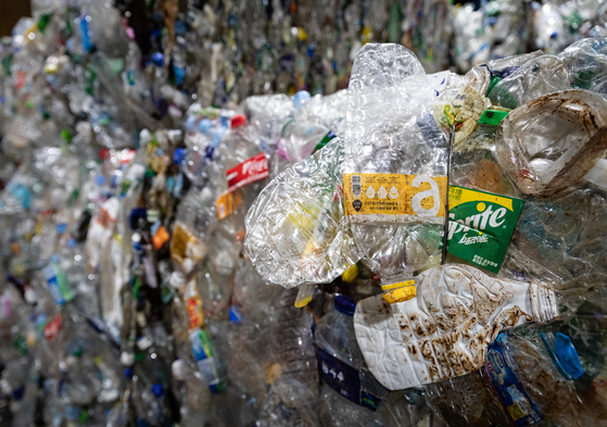 Plastic waste at a recycling sorting center in Jung District, central Seoul [JOONGANG SUNDAY]