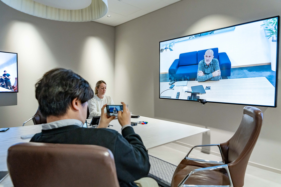Volvo Cars CEO Jim Rowan speaks during a video interview with the Korean press on Dec. 5 at the company's headquarters in Gothenburg, Sweden. [VOLVO CARS]
