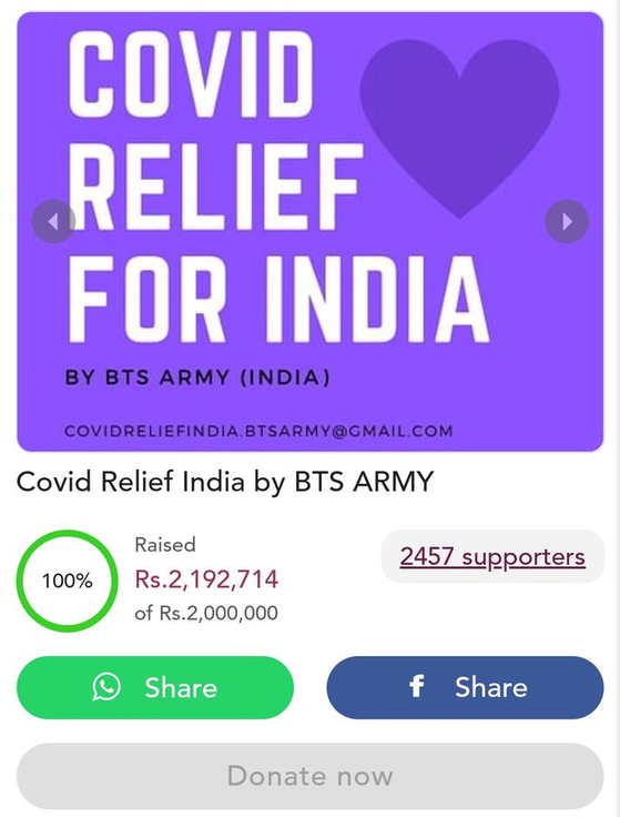 BTS's fandom ARMY is known for its wide range of charity efforts, making use out of its numbers and global dispersion. [SCREEN CAPTURE]