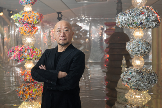 Artist Choi Jeong-hwa poses inside the exhibition space of ″Vita Nova,″ created in collaboration with Nespresso. [NESPRESSO]