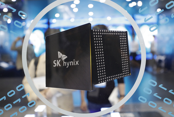 The logo of SK Hynix is seen at Korea Electronics Show in Seoul, South Korea, on Oct. 8, 2019. [AP]
