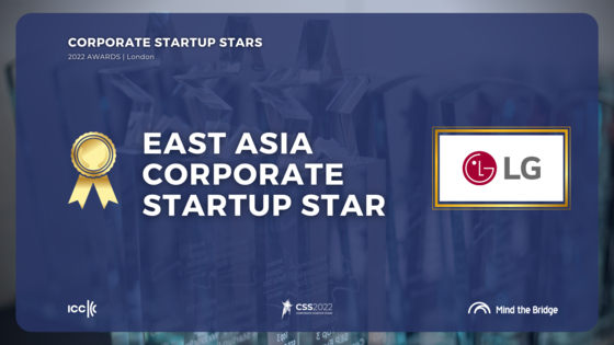 A logo celebrating LG Electronics Corporation's start-up star award [LG ELECTRONICS]
