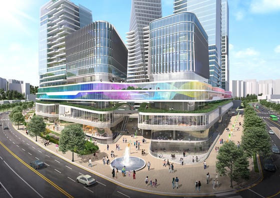 Computer rendering of the major shopping mall, Jikjurak, which is to be built in Eunpyeong District, Seoul, with a 60-story high skyscrapper. [SEOUL METROPOLITAN GOVERNMENT]