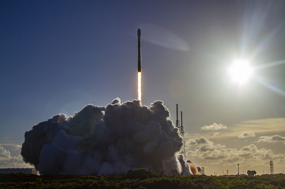 SpaceX Falcon 9 launch vehicle takes off from the Cape Canaveral Space Force Station in Florida, on Aug. 4. [SPACEX]
