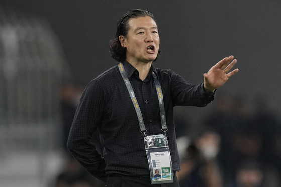 Malaysia\ head coach Kim Pan-gon reacts during a qualifier match against Turkmenistan for the AFC Asian Cup 2023 on June 8, 2022.  [AP/YONHAP]