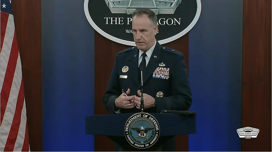 U.S. Department of Defense spokesperson Brig. Gen. Pat Ryder is seen answering questions during a daily press briefing at the Pentagon in Washington on Thursday. [YONHAP]