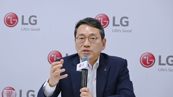 LG Electronics CEO Cho Joo-wan speaks on the sidelines of the CES 2023 trade show in Las Vegas on Jan. 6. [LG ELECTRONICS]