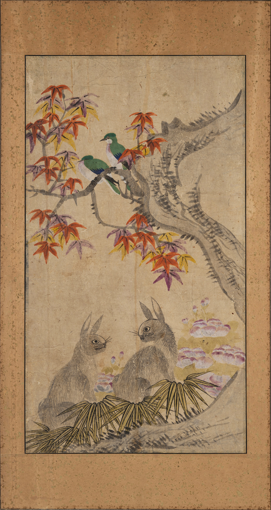 ″Flowers, Birds, and Animals - Rabbits and Maple Tree″ [NATIONAL FOLK MUSEUM OF KOREA]
