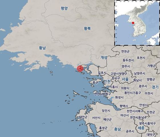 A map showing the location where the earthquake happened. [KOREA METEOROLOGICAL ADMINISTRATION]