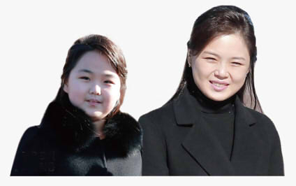 Kim Ju-ae and her mother Ri Sol-ju. [YONHAP]