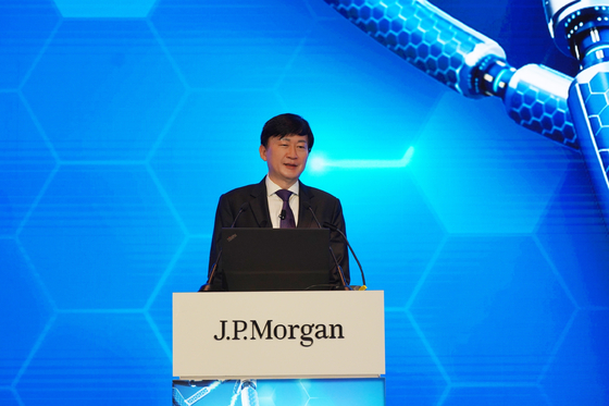 Samsung Biologics CEO John Rim speaks during the annual J.P. Morgan Healthcare Conference Wednesday in San Francisco. [SAMSUNG BIOLOGICS]