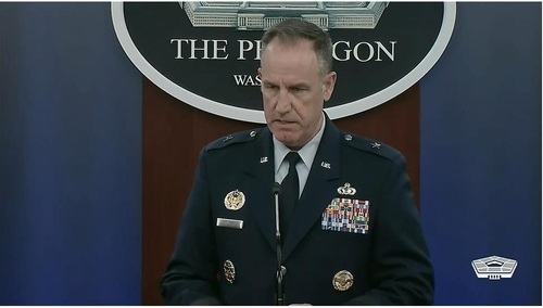 Defense Department Press Secretary Brig. Gen. Pat Ryder is seen holding a daily press briefing at the Pentagon in Washington on Thursday. [YONHAP]