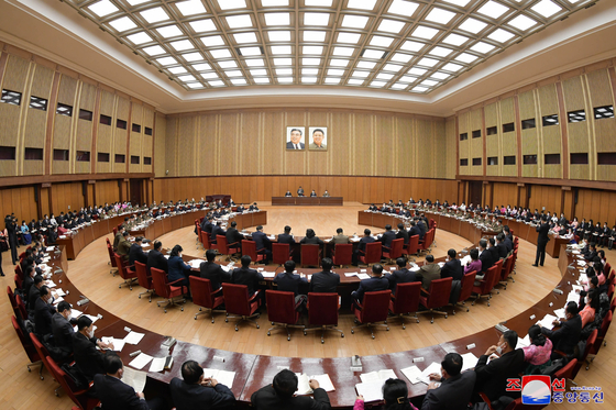 North Korea convenes the eighth session of the 14th Supreme People's Assembly in Pyongyang on Wednesday. [KOREAN CENTRAL NEWS AGENCY]