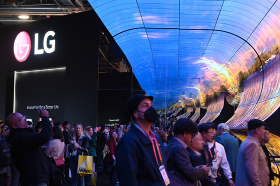 LG Electronics' organic light-emitting diode(OLED) displays are installed during the CES 2023.