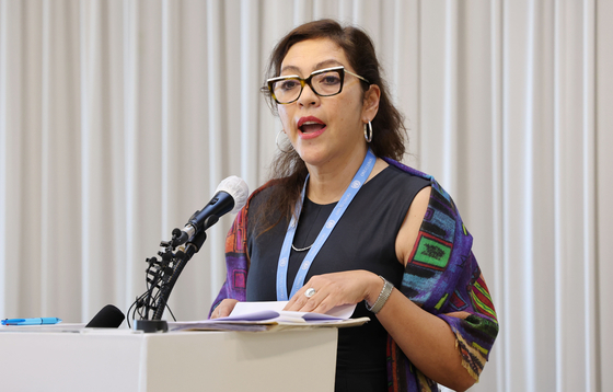 Elizabeth Salmon, the UN special rapporteur for North Korea's human rights, holds a news conference on the outcomes of her visit to South Korea at a Seoul on Sept. 2, 2022. [YONHAP]