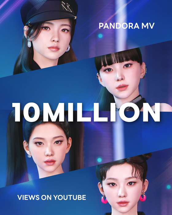 Virtual girl group MAVE:'s debut music video ″Pandora,″ reached 10 million views on YouTube on Tuesday [METAVERSE ENTERATINMENT]