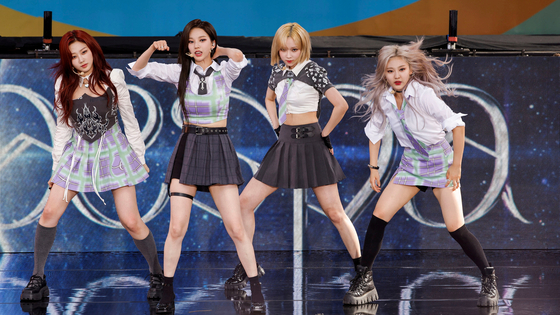 Girl group aespa performing at ABC Good Morning America summer concert series in Central Park in New York, July 8, 2022. [REUTERS/YONHAP]