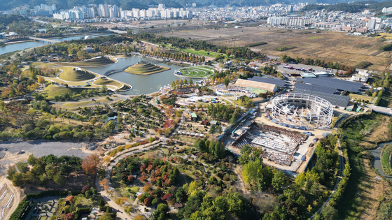 Air view of the 2023 Suncheonman International Garden Expo in Suncheon, South Jeolla [SUNCHEONMAN INTERNATIONAL GARDEN EXPO]