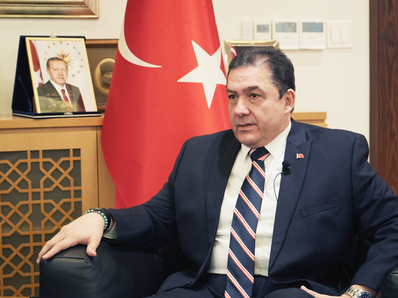 Turkish Ambassador to Korea Murat Tamer sits for an interview with the Korea JoongAng Daily at his embassy in central Seoul Monday. [KIM MYEONG-JI]