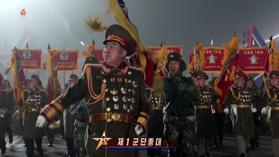 Kim Song-chol, a colonel general in the North's Korean People's Army, appeared at the head of the I Ground Corps' procession at the Feb. 8 military parade in Pyongyang in footage broadcast by state-controlled Korean Central Television. [YONHAP]