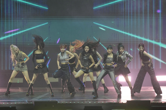 Girl group Kep1er performs during the 12th Circle Chart Music Awards on Feb. 18, 2023 at the KSPO Dome in southern Seoul’s Olympic Park. [AP/YONHAP]