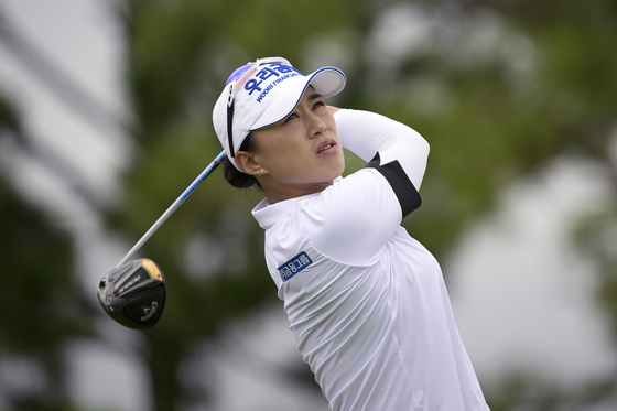 Amy Yang watches her tee shot on the third hole during the final round of the LPGA Pelican Women's Championship at Pelican Golf Club in Belleair, Florida on Nov. 13, 2022.  [AP/YONHAP]