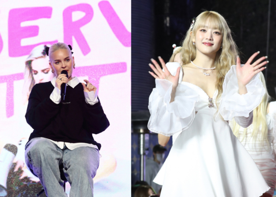 Left, singer Anne-Marie and Minnie from girl group (G)I-DLE [YONHAP, NEWS1]