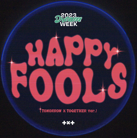 Album cover for "Happy Fools (Tomorow X Together Ver.)" [BIGHIT MUSIC]