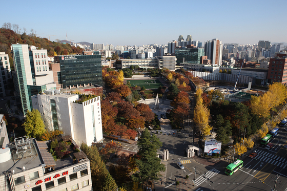An aerial view of the school campus in Mapo District, western Seoul [SOGANG UNIVERSITY]
