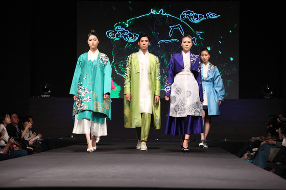 An on-campus fashion show displaying the senior projects of students in the Fashion Industry Department [SUNGSHIN WOMEN'S UNIVERSITY]