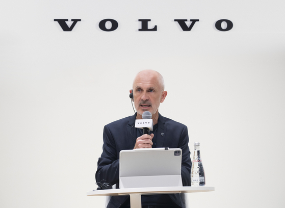 Volvo Cars CEO Jim Rowan speaks during a press conference Tuesday at the Silla Hotel in central Seoul. [VOLVO CARS KOREA]