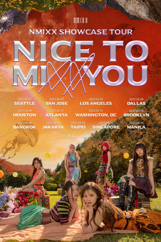 Poster for girl group Nmixx's global showcase tour ″Nice to Mixx You″ [JYP ENTERTAINMENT]
