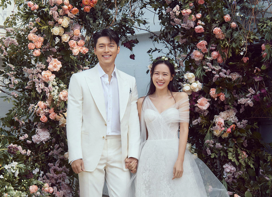 Actors Hyun Bin and Son Ye-jin during their wedding on March 31, 2022 [MSTEAM ENTERTAINMENT]