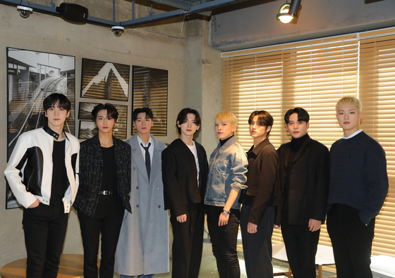 Ateez poses during an interview on March 22 in southern Seoul's Gangnam District. [KQ ENTERTAINMENT]