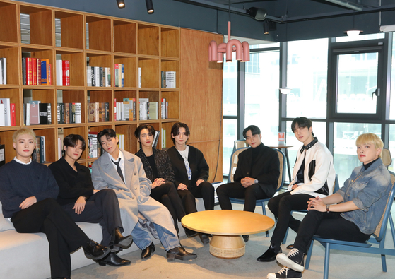 Ateez poses during an interview on March 22 in southern Seoul's Gangnam District. [KQ ENTERTAINMENT]