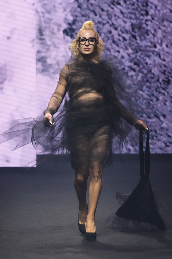 Elton Ilirjani walks the Maison Nica show at Seoul Fashion Week 2023 Fall/Winter on Sunday. [MAISON NICA]