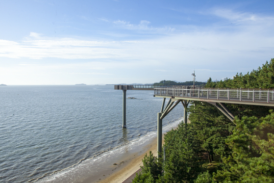 The view from Janghang Skywalk shows a wide expanse of the Yellow Sea. [SEOCHEON COUNTY]