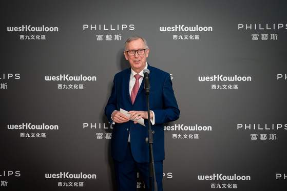 Phillips CEO Stephen Brooks at the opening of the auction house's new Asian headquarters in Hong Kong's West Kowloon Cultural District on March 18. [PHILLIPS]