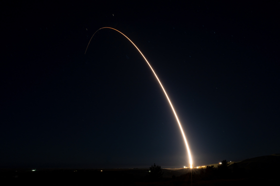 Air Force Global Strike Command launched an unarmed Minuteman III intercontinental ballistic missile with a test reentry vehicle from Vandenberg Space Force Base, California on Feb. 9. Photo provided by Airman 1st Class Landon Gunsauls. [U.S. AIR FORCE]