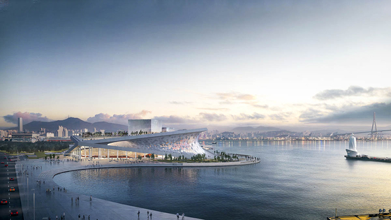 A panorama of what the upcoming Busan Opera House is expected to look like after finishing construction [SNOHETTA]