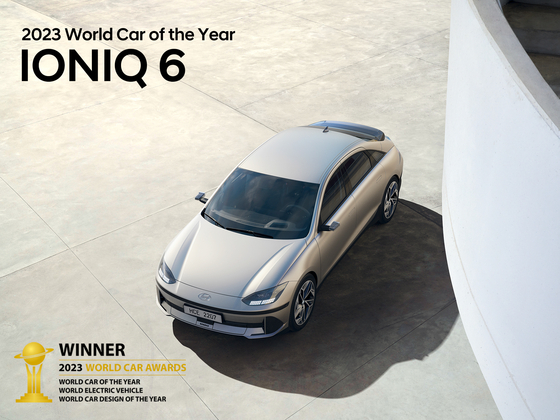 Ionia 6 won the World Car of the Year award, World Electric Vehicle of the Year and World Design of the Year award at the 2023 World Car Awards. [HYUNDAI MOTOR]