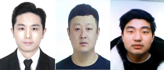Police revealed the identities of the three Gangnam murder suspects. From left: 35-year-old Lee Kyeong-woo, 35-year-old Hwang Dae-han and 29-year-old Yeon Ji-ho. 