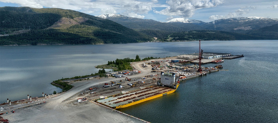 The marine offloading facility at the LNG Canada site is pictured, in Kitimat, Canada, September 2022. [REUTERS/YONHAP] 