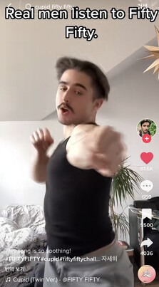A snippet of a sped-up English version of "Cupid" became a beloved audio source for TikTok challenges. [SCREEN CAPTURE]