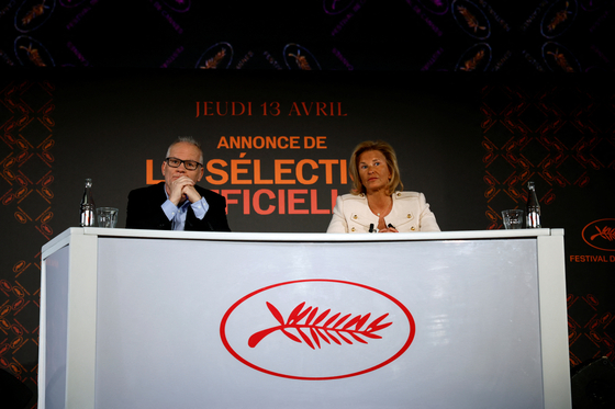 Cannes Film festival General Delegate Thierry Fremaux and Cannes Film festival President Iris Knobloch attend the presentation of the official selection of the 76th Cannes International Film Festival in Paris, France, April 13, 2023. [REUTERS]
